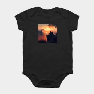 Mountain Hiking Sunset, Adventure Travel Baby Bodysuit